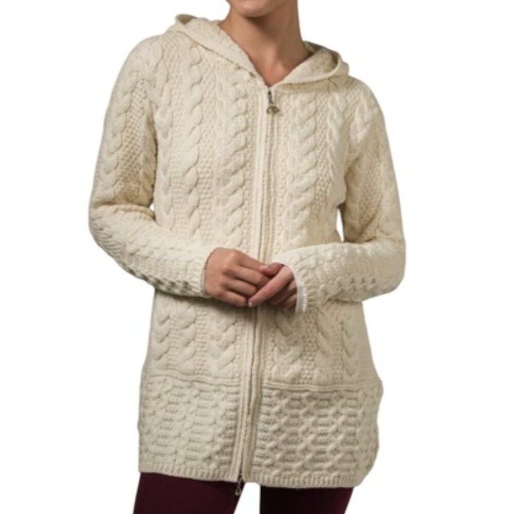 Aran Craft Hooded Coatigan Celtic Knot
